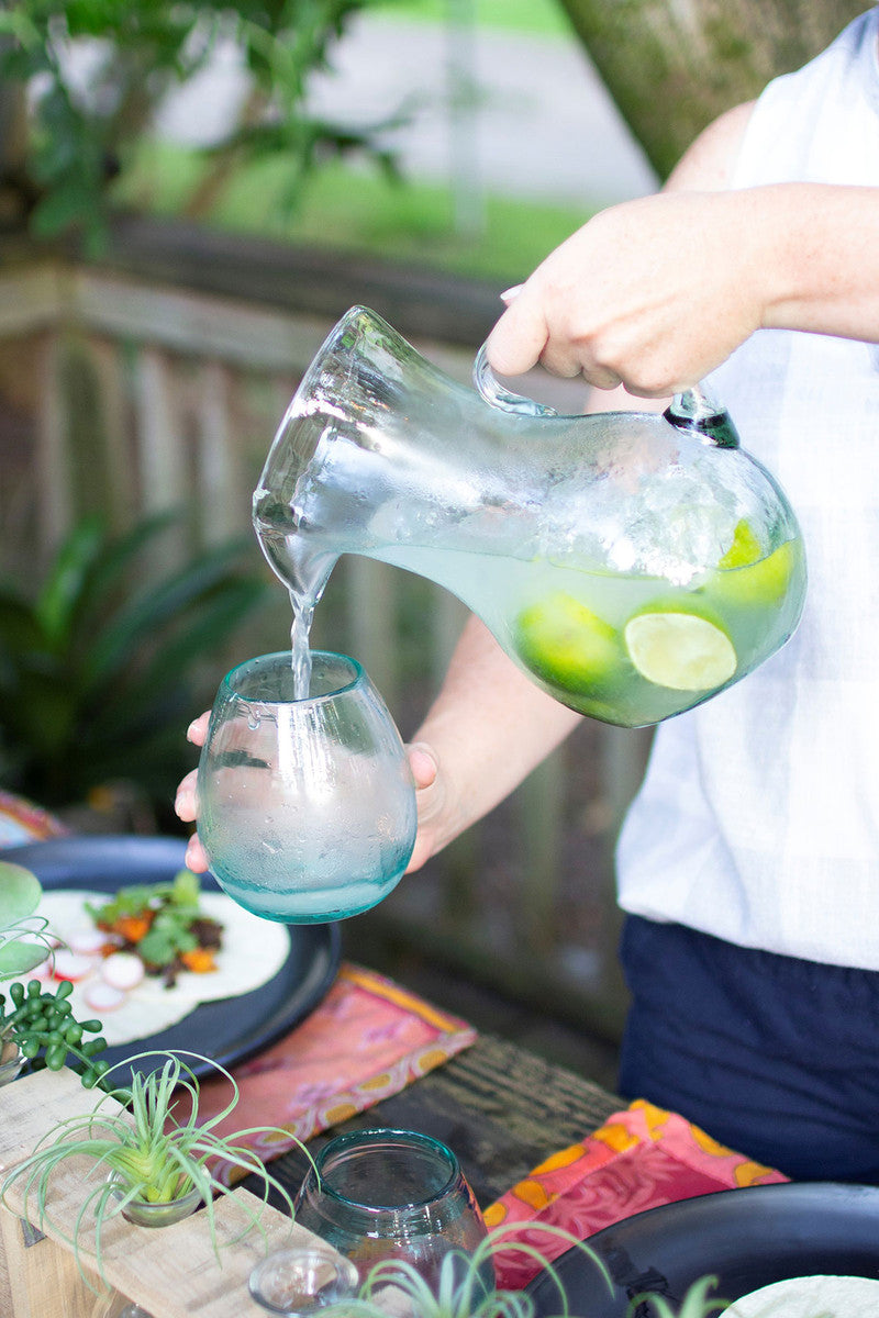 Small Glass Tilted Pitcher