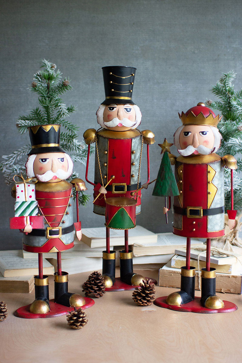 Multicolor Painted Metal Nutcrackers, Set of 3