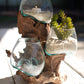Three Blown Glass Bowls on a Driftwood Base