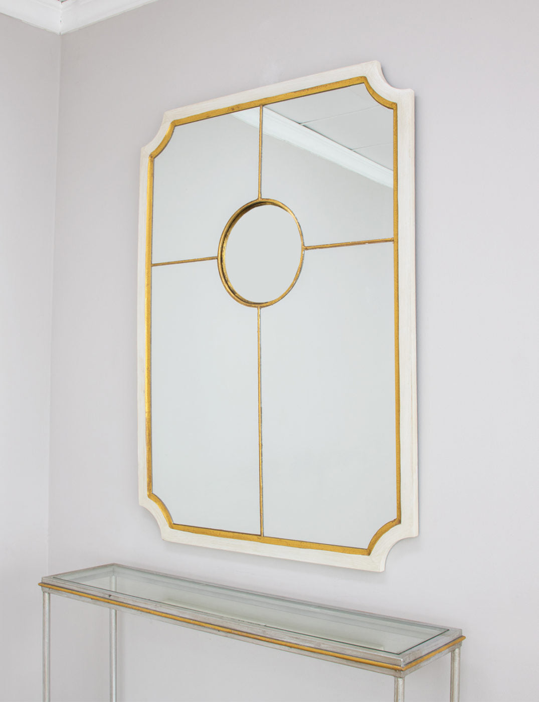 White and Gold Sectional Mirror