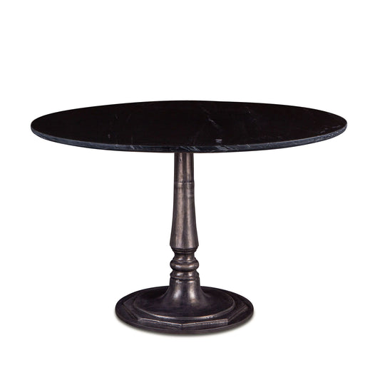 48" Round Dining Table Black Marble with Authentic Paris Cafe Base