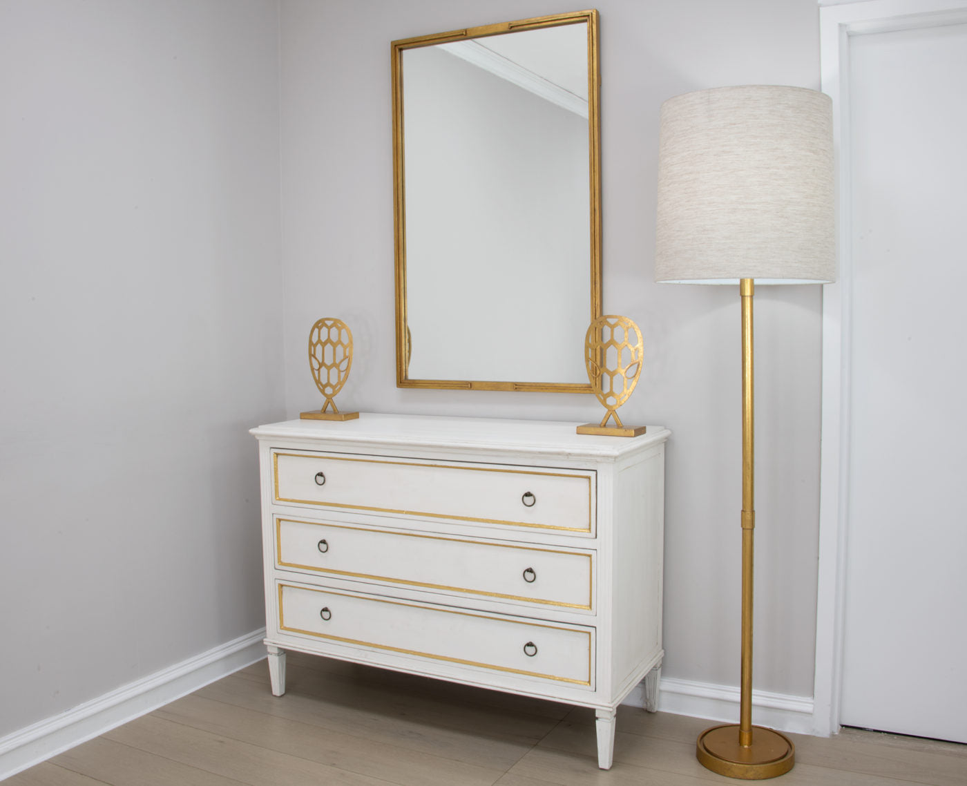 White and Gold Accent Table - Chest