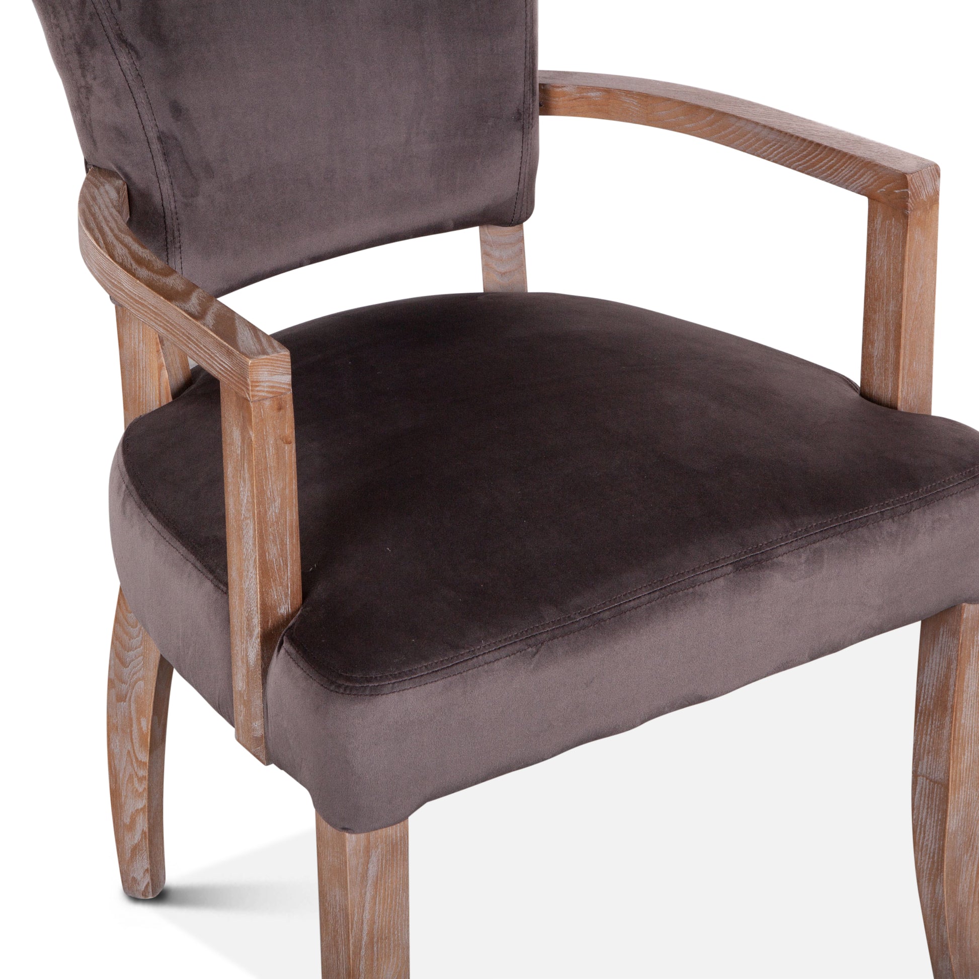 Mindy Arm Chair in Asphalt Velvet with Napolean Leg