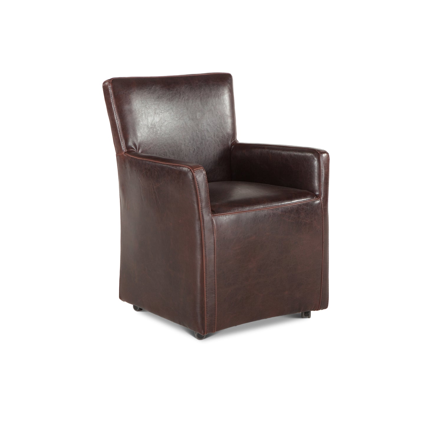 Peabody Brown Leather Wheeled Armchair SKU G201-646-530-47
