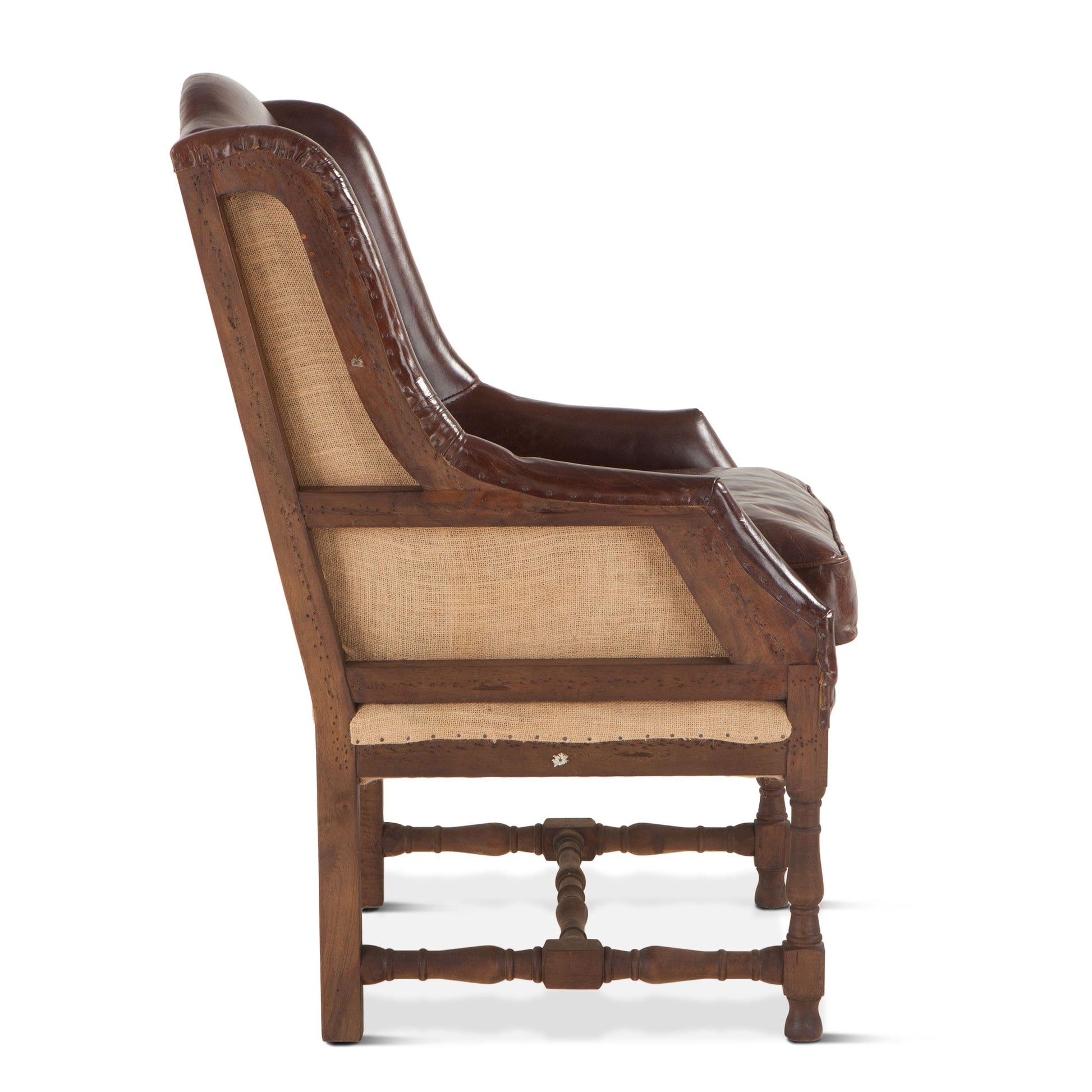 Sicily Deconstructed Armchair with Cigar Leather SKU G205-C30-11