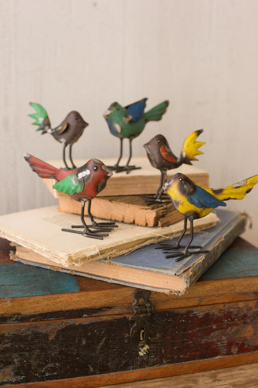 Recycled Metal Birds Set Of Five