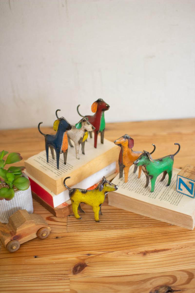 Recycled Metal Dogs - Set Of Six