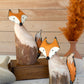 Set of 2 Recycled Wood and Iron Foxes