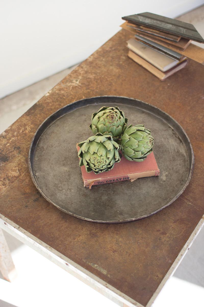 Round Rustic Galvanized Tray - Set of 4