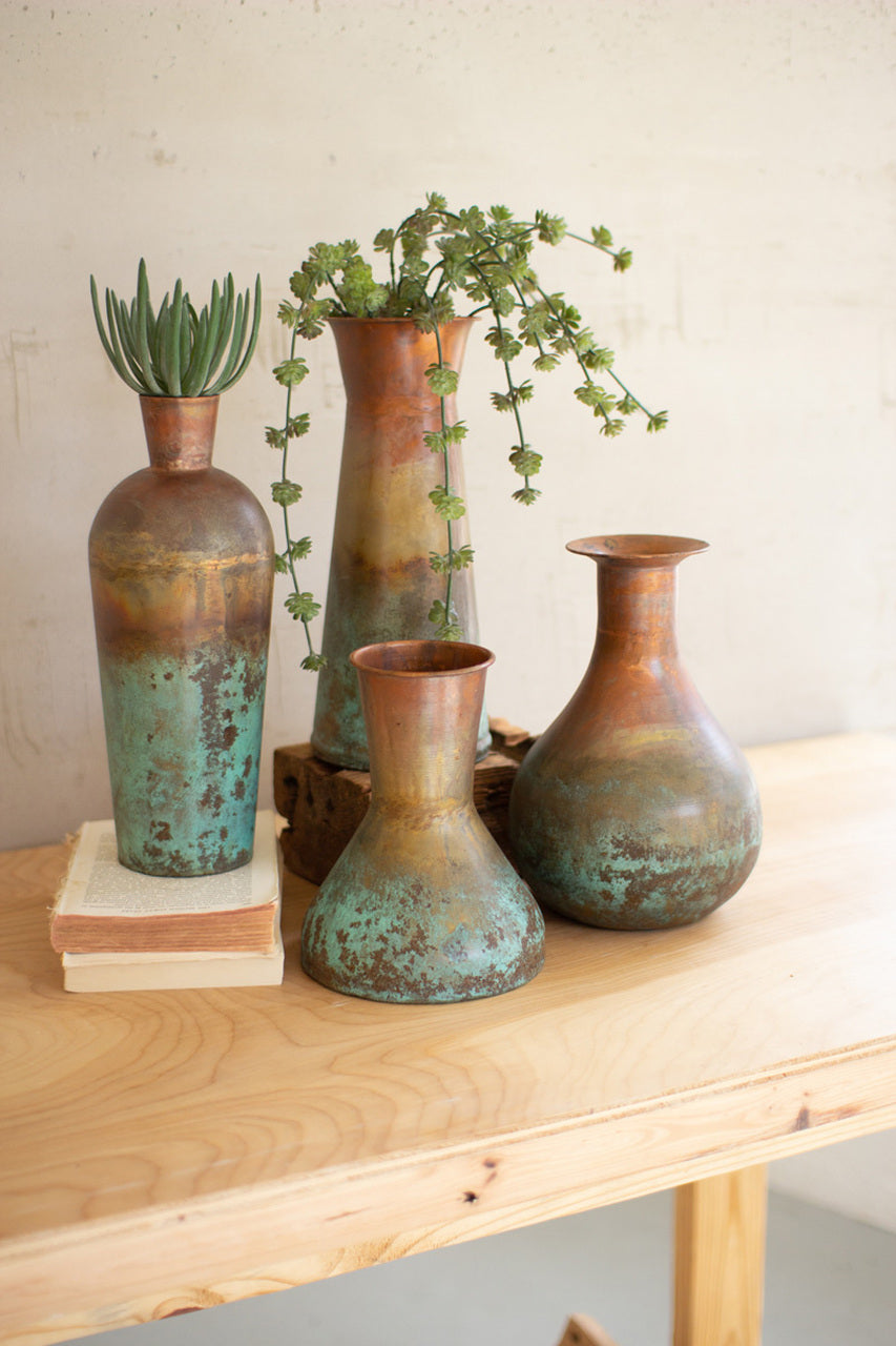 Two-Toned Copper Vases - Set of Four
