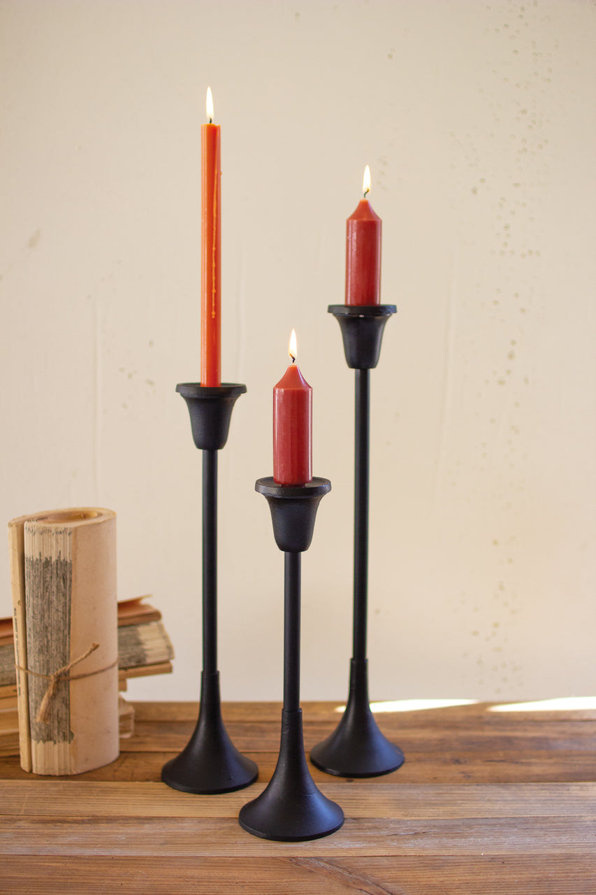 Metal Taper Candle Stands - Set of Three