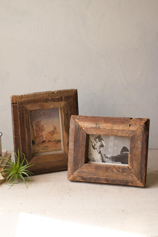 Recycled Wooden Photo Frames - Set Of Two
