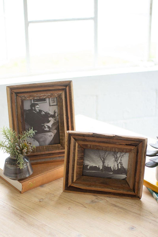 Recycled Wood Photo Frames Set Of Two