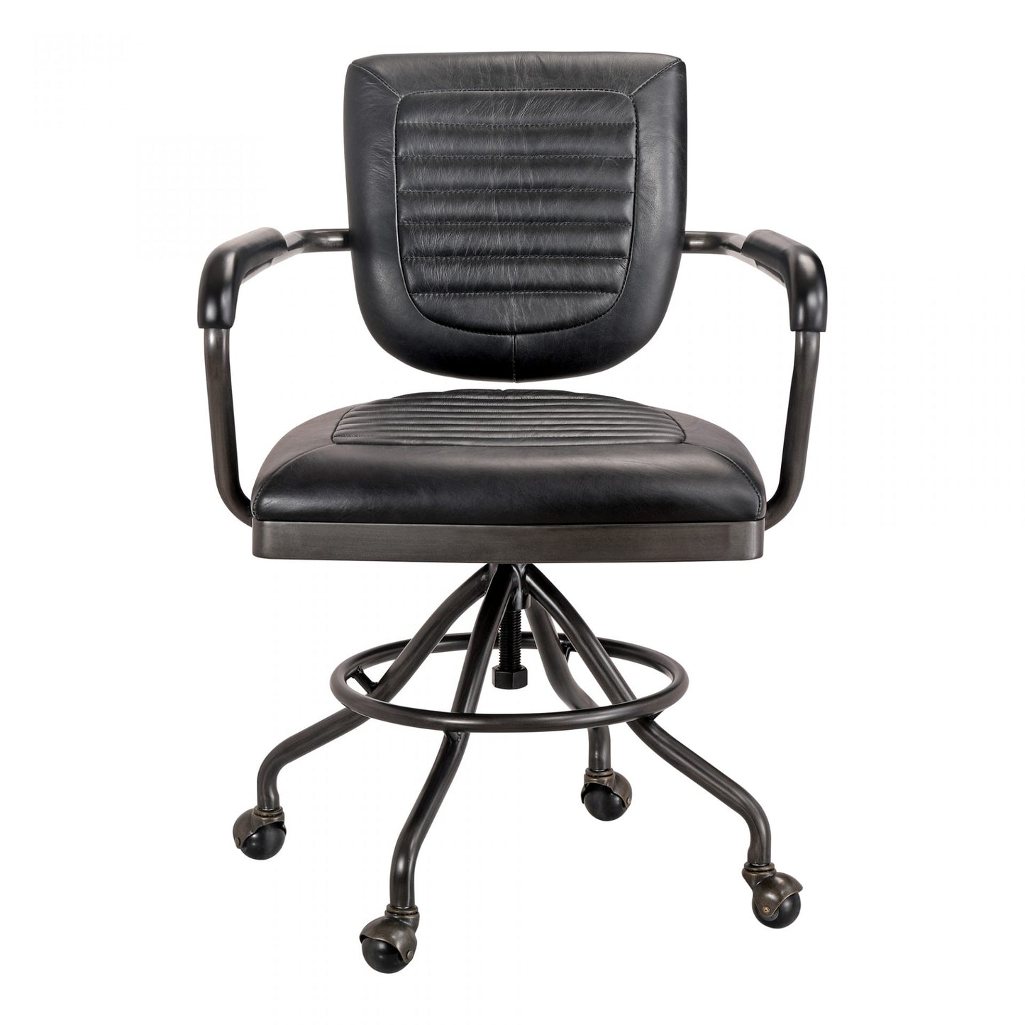 Foster Swivel Desk Chair Onyx Black Leather