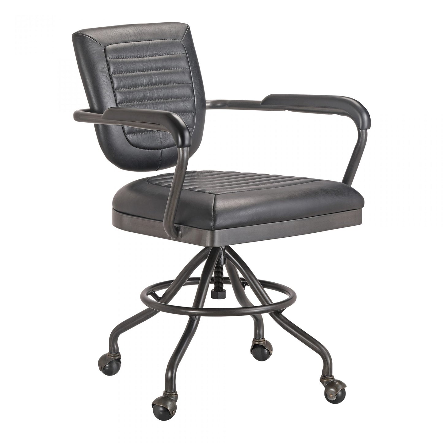 Foster Swivel Desk Chair Onyx Black Leather