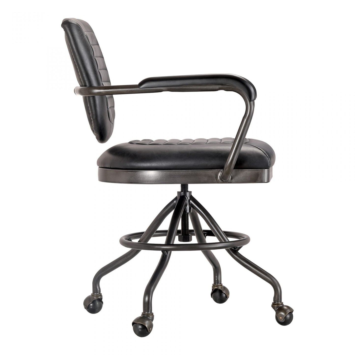 Foster Swivel Desk Chair Onyx Black Leather