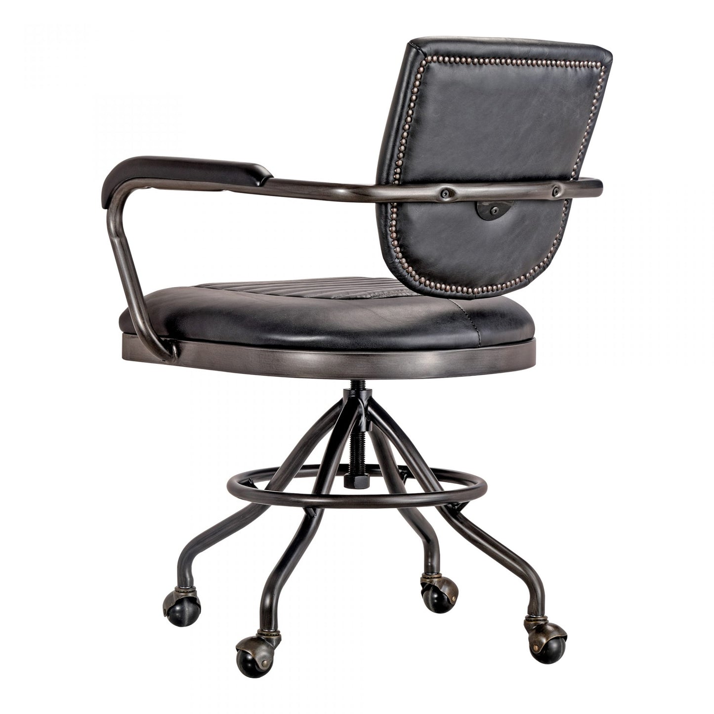 Foster Swivel Desk Chair Onyx Black Leather