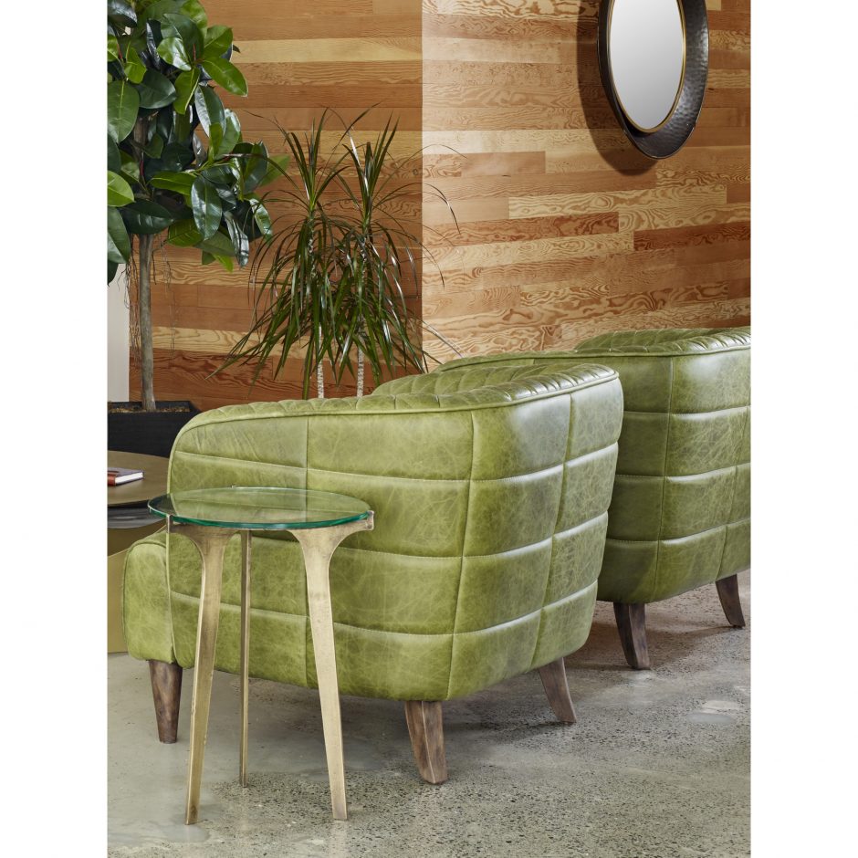 Magellan Tufted Leather Arm Chair Emerald