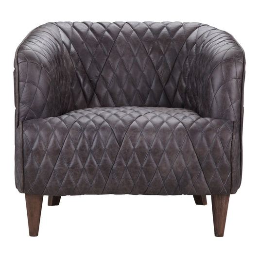 Magdelan Tufted Leather Arm Chair Antique Ebony