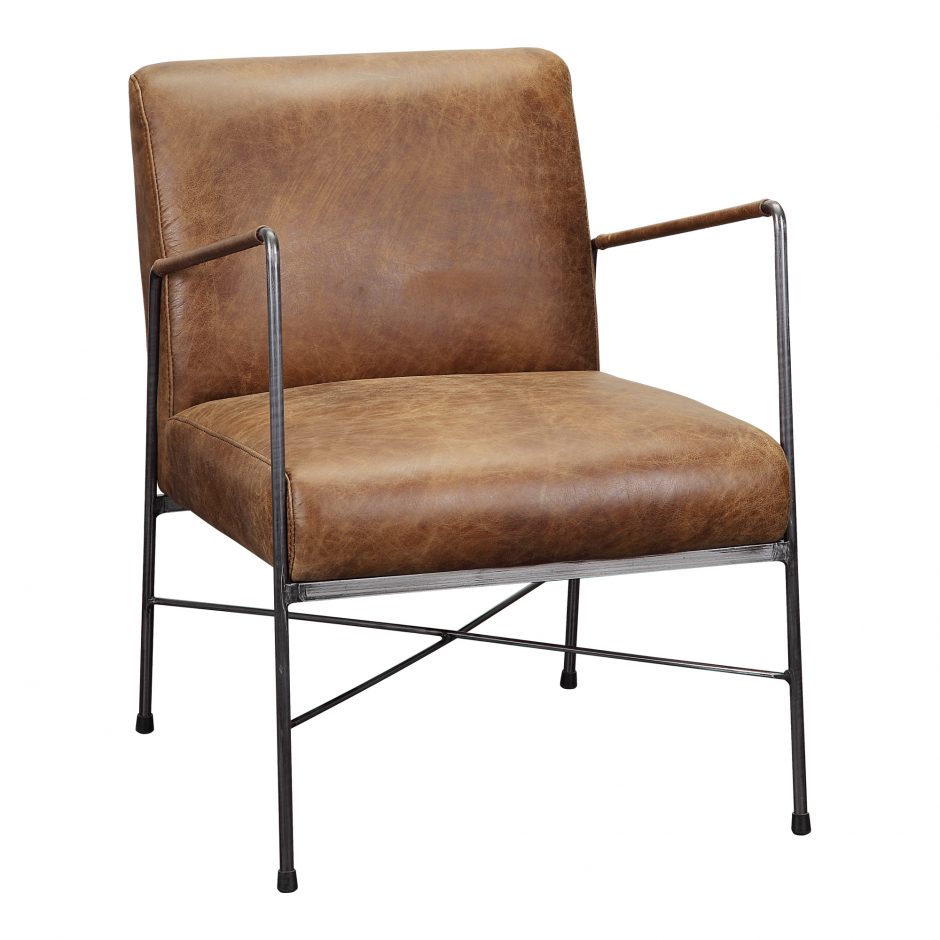 Dagwood Leather Arm Chair Brown SKU: PK-1089-14