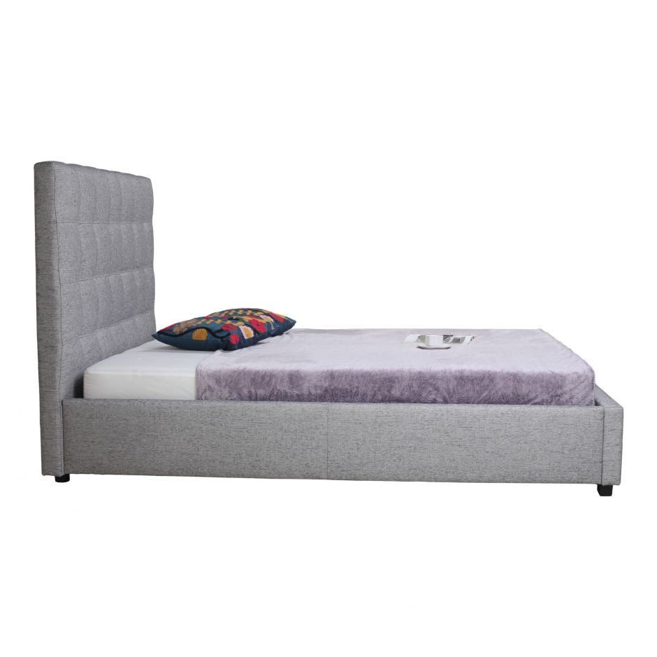 Belle Storage Bed Queen Light Grey Fabric