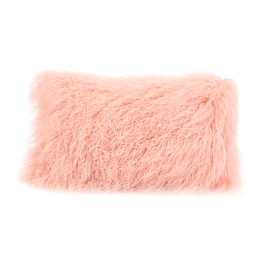 Lamb Fur Pillow Rectangular Pink