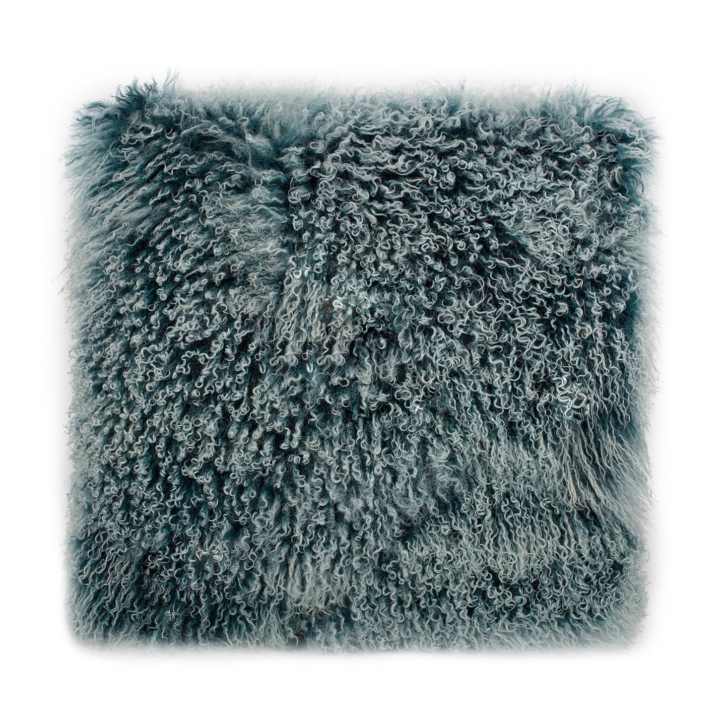 Lamb Fur Pillow Large Teal Snow