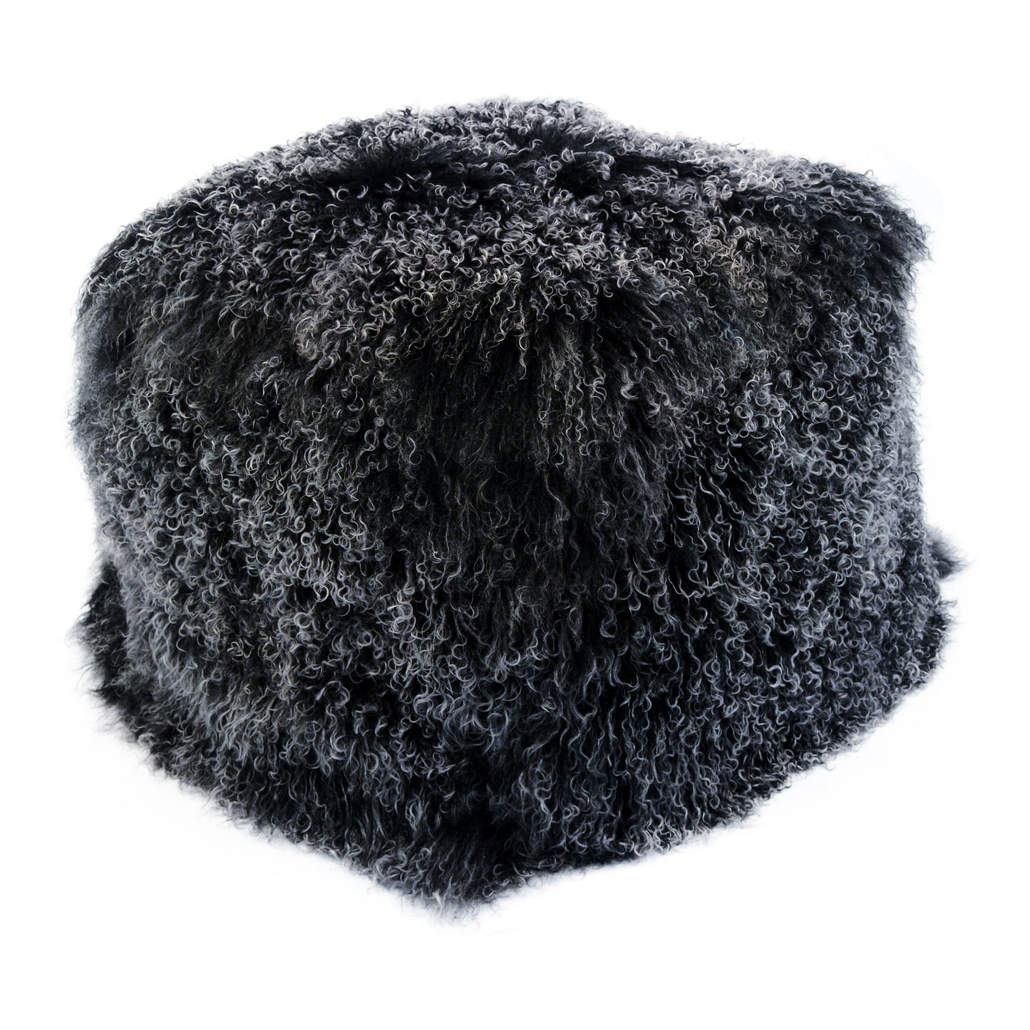 Lamb Fur Pouf Black Snow SKU: XU-1009-02