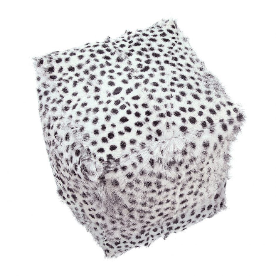 Spotted Goat Fur Pouf Light Grey SKU: XU-1016-15