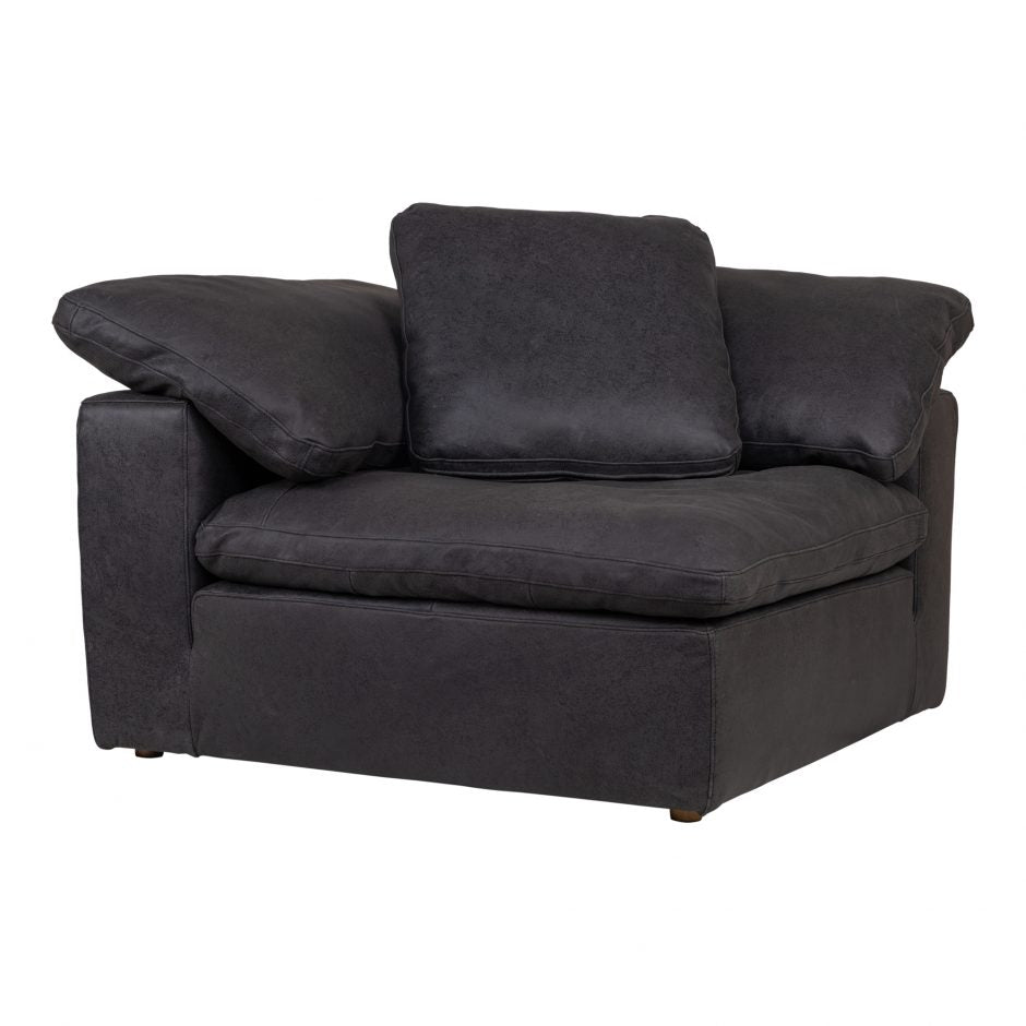 Clay Corner Chair Nubuck Leather Black YJ-1004-02