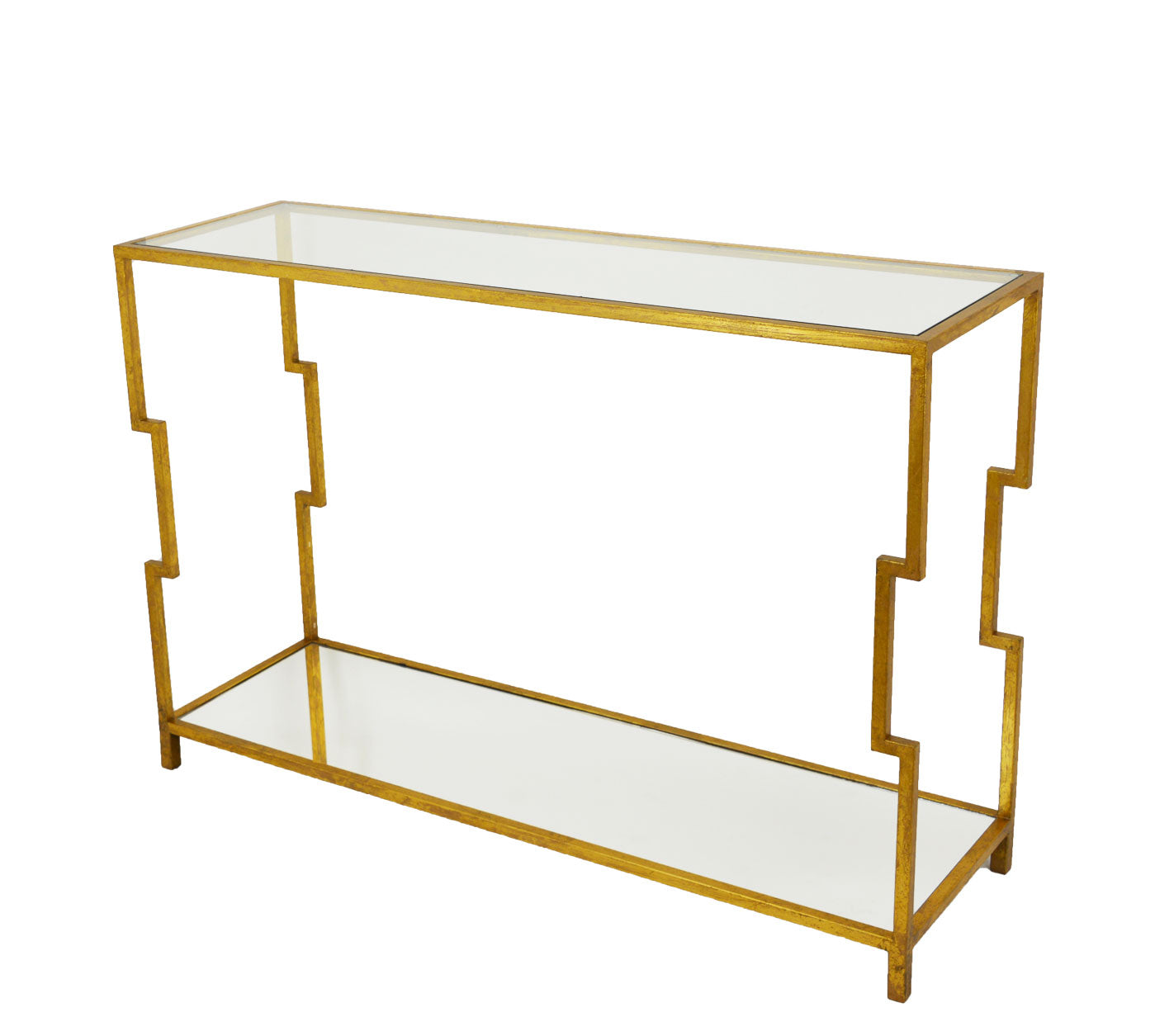 Gold Console with Two Shelves