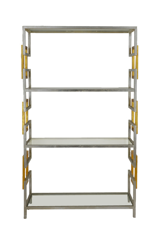 Silver & Gold Large Bookcase with 4 Shelves