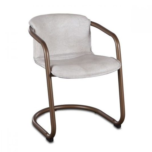 Portofino Leather Dining Chair Vintage White GPF-DC22VW - Yanni Custom 